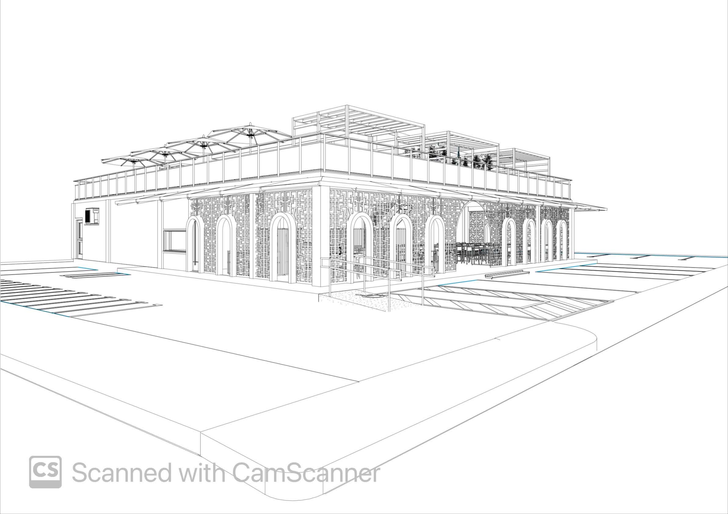 Two-Storey Restaurant 3D Perspective